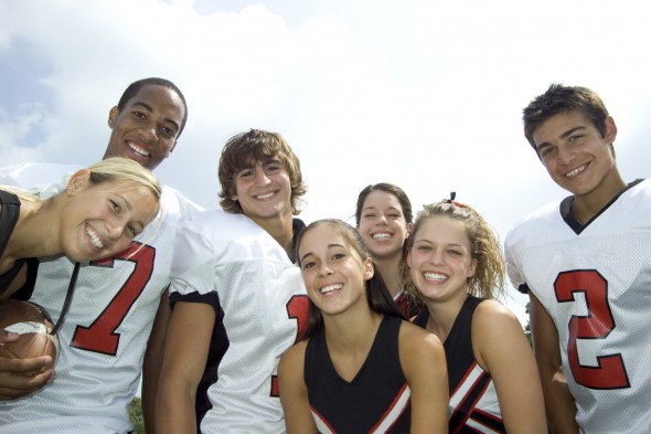 High School Football Players and Cheerleaders